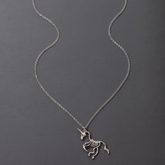 Pale Horse Skeleton Unicorn Horse Necklace Spooky Season Approved! - Picture 4 of 11